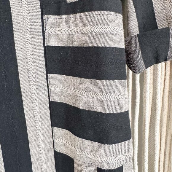 Doe + Rae Black & Grey Striped Cotton Long Blazer Size Medium EUC - Picture 8 of 9